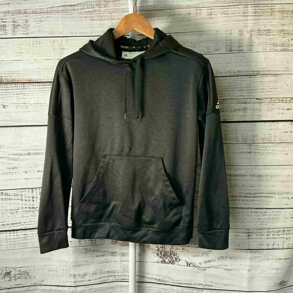 Adidas‎ Black Hoodie Youth Size Medium Athletic Workout Logo Pocket Kangaroo